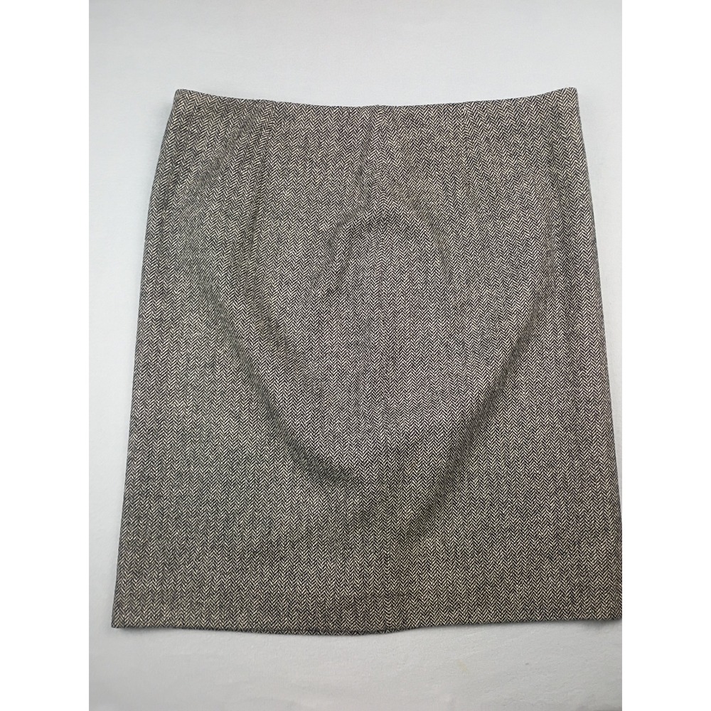 Dimension Wool Blend Herringbone Mini Skirt Brown Cream Size 46 Made in Italy